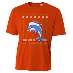 Dolphin Lover Xmas Ugly Santa Dolphin Christmas Cool Gift Cooling Performance Crew T-Shirt