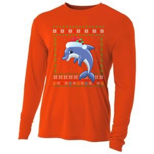 Dolphin Lover Xmas Ugly Santa Dolphin Christmas Cool Gift Cooling Performance Long Sleeve Crew