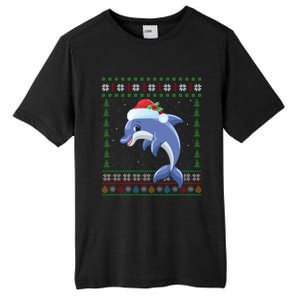 Dolphin Lover Xmas Ugly Santa Dolphin Christmas Cool Gift Tall Fusion ChromaSoft Performance T-Shirt