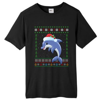 Dolphin Lover Xmas Ugly Santa Dolphin Christmas Cool Gift Tall Fusion ChromaSoft Performance T-Shirt