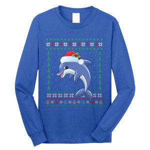 Dolphin Lover Xmas Ugly Santa Dolphin Christmas Cool Gift Long Sleeve Shirt