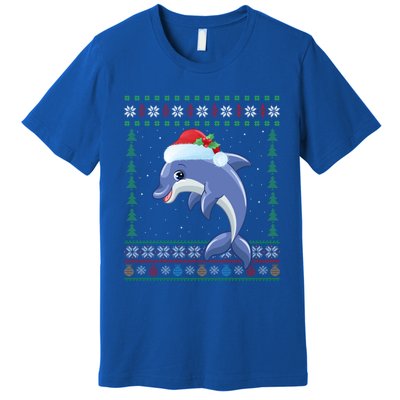 Dolphin Lover Xmas Ugly Santa Dolphin Christmas Cool Gift Premium T-Shirt