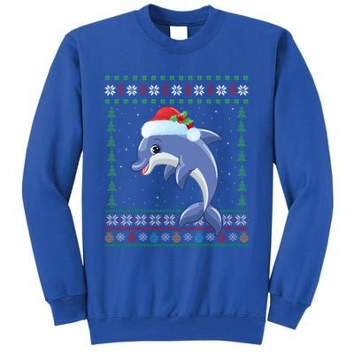 Dolphin Lover Xmas Ugly Santa Dolphin Christmas Cool Gift Tall Sweatshirt