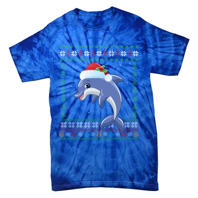 Dolphin Lover Xmas Ugly Santa Dolphin Christmas Cool Gift Tie-Dye T-Shirt