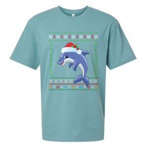 Dolphin Lover Xmas Ugly Santa Dolphin Christmas Cool Gift Sueded Cloud Jersey T-Shirt