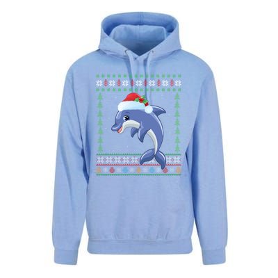 Dolphin Lover Xmas Ugly Santa Dolphin Christmas Cool Gift Unisex Surf Hoodie