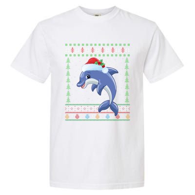 Dolphin Lover Xmas Ugly Santa Dolphin Christmas Cool Gift Garment-Dyed Heavyweight T-Shirt