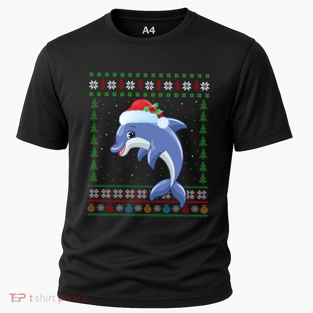 Dolphin Lover Xmas Ugly Santa Dolphin Christmas Gift Performance Shirt