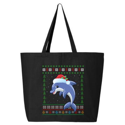 Dolphin Lover Xmas Ugly Santa Dolphin Christmas Gift 25L Jumbo Tote