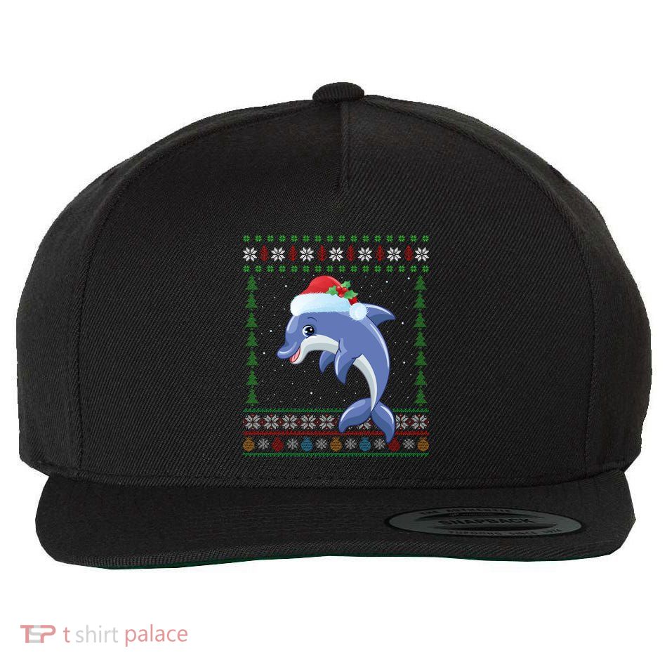 Dolphin Lover Xmas Ugly Santa Dolphin Christmas Gift Wool Snapback Cap