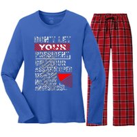 DonT Let Your President Get Your Ass Whooped Women's Long Sleeve Flannel Pajama Set 