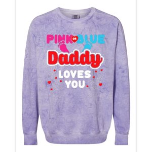 Daddy Loves You Dad Announcement Gender Reveal Colorblast Crewneck Sweatshirt