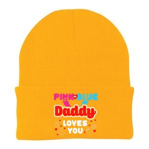 Daddy Loves You Dad Announcement Gender Reveal Knit Cap Winter Beanie