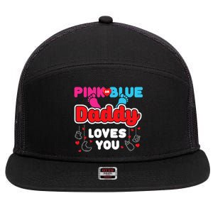 Daddy Loves You Dad Announcement Gender Reveal 7 Panel Mesh Trucker Snapback Hat