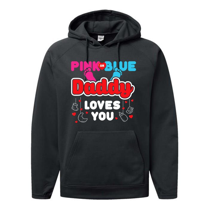 Daddy Loves You Dad Announcement Gender Reveal Performance Fleece Hoodie