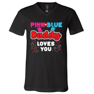 Daddy Loves You Dad Announcement Gender Reveal V-Neck T-Shirt