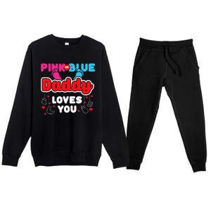 Daddy Loves You Dad Announcement Gender Reveal Premium Crewneck Sweatsuit Set