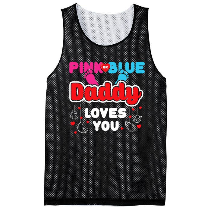 Daddy Loves You Dad Announcement Gender Reveal Mesh Reversible Basketball Jersey Tank