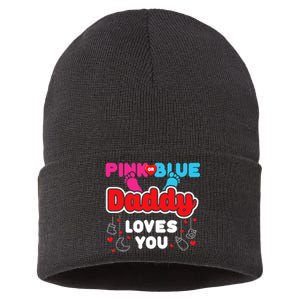 Daddy Loves You Dad Announcement Gender Reveal Sustainable Knit Beanie