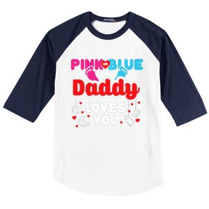 Daddy Loves You Dad Announcement Gender Reveal Baseball Sleeve Shirt