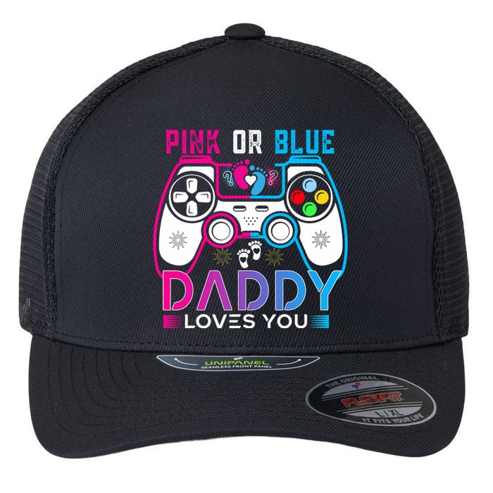 Daddy Loves You Gender Reveal Baby Gaming Dad Flexfit Unipanel Trucker Cap