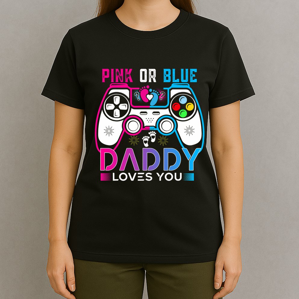 Daddy Loves You Gender Reveal Baby Gaming Dad T-Shirt