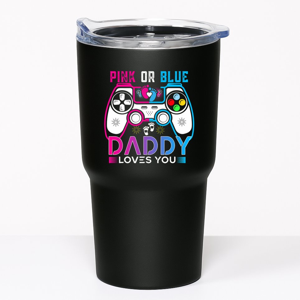 Daddy Loves You Gender Reveal Baby Gaming Dad Tumbler