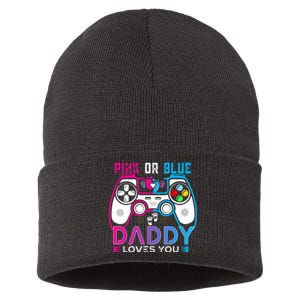 Daddy Loves You Gender Reveal Baby Gaming Dad Sustainable Knit Beanie