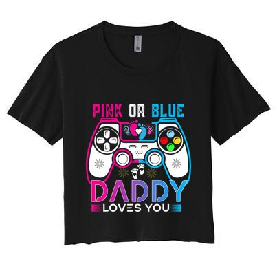 Daddy Loves You Gender Reveal Baby Gaming Dad Crop Top