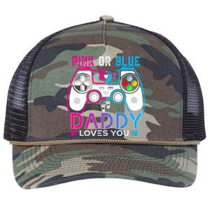 Daddy Loves You Gender Reveal Baby Gaming Dad Retro Rope Trucker Hat Cap