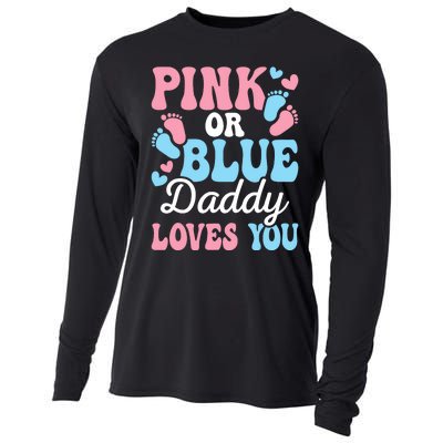 Daddy Loves You Gender Reveal Baby Shower Dad Cooling Performance Long Sleeve Crew