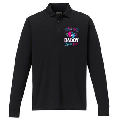 Daddy Loves You Gender Reveal Soon To Be Dad Performance Long Sleeve Polo