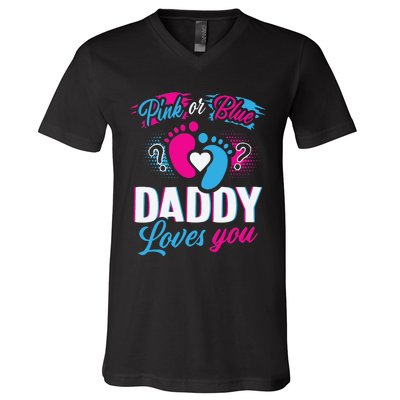 Daddy Loves You Gender Reveal Soon To Be Dad V-Neck T-Shirt