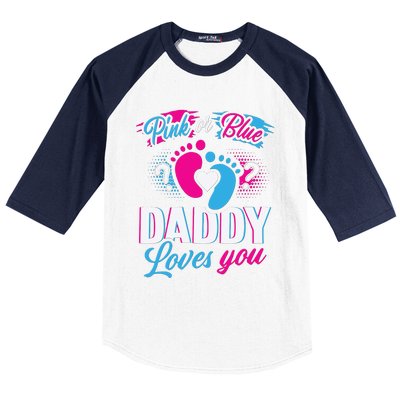 Daddy Loves You Gender Reveal Soon To Be Dad Baseball Sleeve Shirt