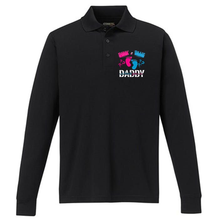 Daddy Loves You Gender Reveal First Time Dad Performance Long Sleeve Polo