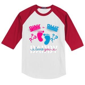 Daddy Loves You Gender Reveal First Time Dad Kids Colorblock Raglan Jersey