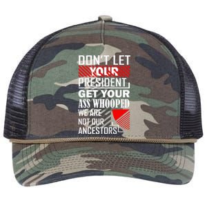 DonT Let Your President Get Your Ass Whooped Retro Rope Trucker Hat Cap