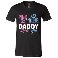 Daddy Loves You Dad Gender Reveal Party V-Neck T-Shirt