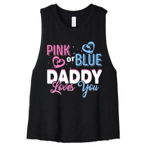 Daddy Loves You Dad Gender Reveal Party Women's Racerback Cropped Tank