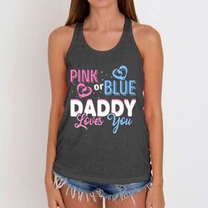 Daddy Loves You Dad Gender Reveal Party Women's Knotted Racerback Tank