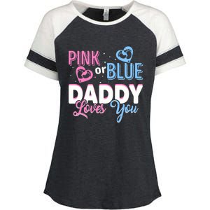 Daddy Loves You Dad Gender Reveal Party Enza Ladies Jersey Colorblock Tee