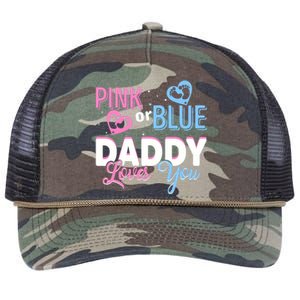 Daddy Loves You Dad Gender Reveal Party Retro Rope Trucker Hat Cap