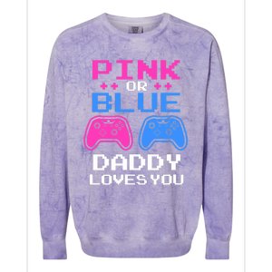 Daddy Loves You Gamer Dad Gender Reveal Party Colorblast Crewneck Sweatshirt