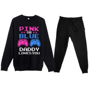 Daddy Loves You Gamer Dad Gender Reveal Party Premium Crewneck Sweatsuit Set