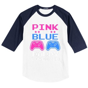 Daddy Loves You Gamer Dad Gender Reveal Party Baseball Sleeve Shirt