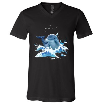 Dolphin Lover Zookeeper Marine Biologist Sea Animal Lover V-Neck T-Shirt