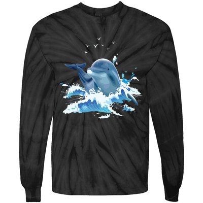 Dolphin Lover Zookeeper Marine Biologist Sea Animal Lover Tie-Dye Long Sleeve Shirt