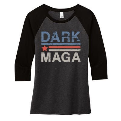 Dark Maga 2024 Im Not Just Maga Im Dark Maga Funny Trump Women's Tri-Blend 3/4-Sleeve Raglan Shirt