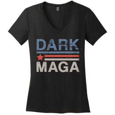 Dark Maga 2024 Im Not Just Maga Im Dark Maga Funny Trump Women's V-Neck T-Shirt