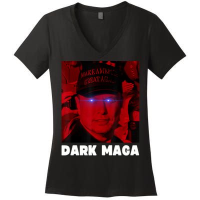 Dark Maga 2024 IM Not Just Maga IM Dark Maga Funny Trump Women's V-Neck T-Shirt